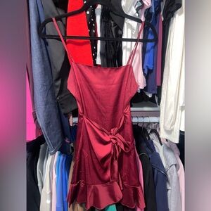 NWT: Princess Polly Deep Red Satin Mini Dress